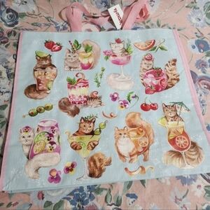 Tjmaxx REUSABLE bag Cocktail Drink orange lemonade fruit tea punch cat tote gift